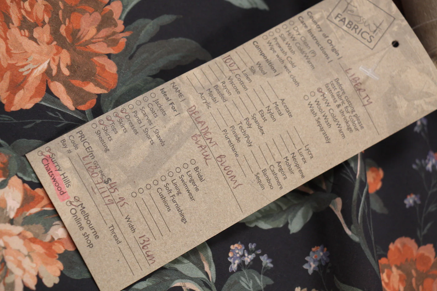 Decadent Bloom Black - Liberty Tana Lawn - Image 4