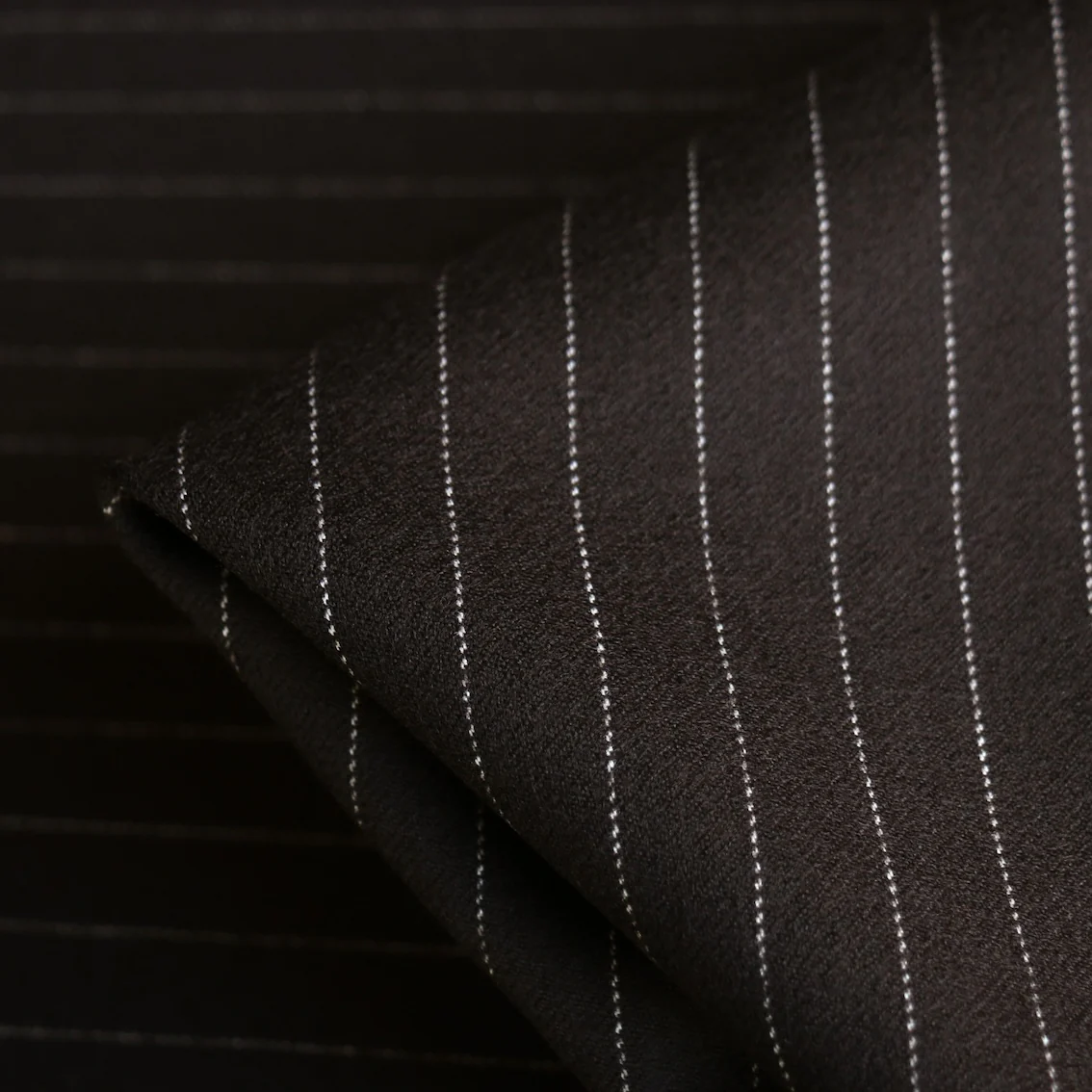 Dolce Striped Wool Suiting - Chocolate Pinstripe