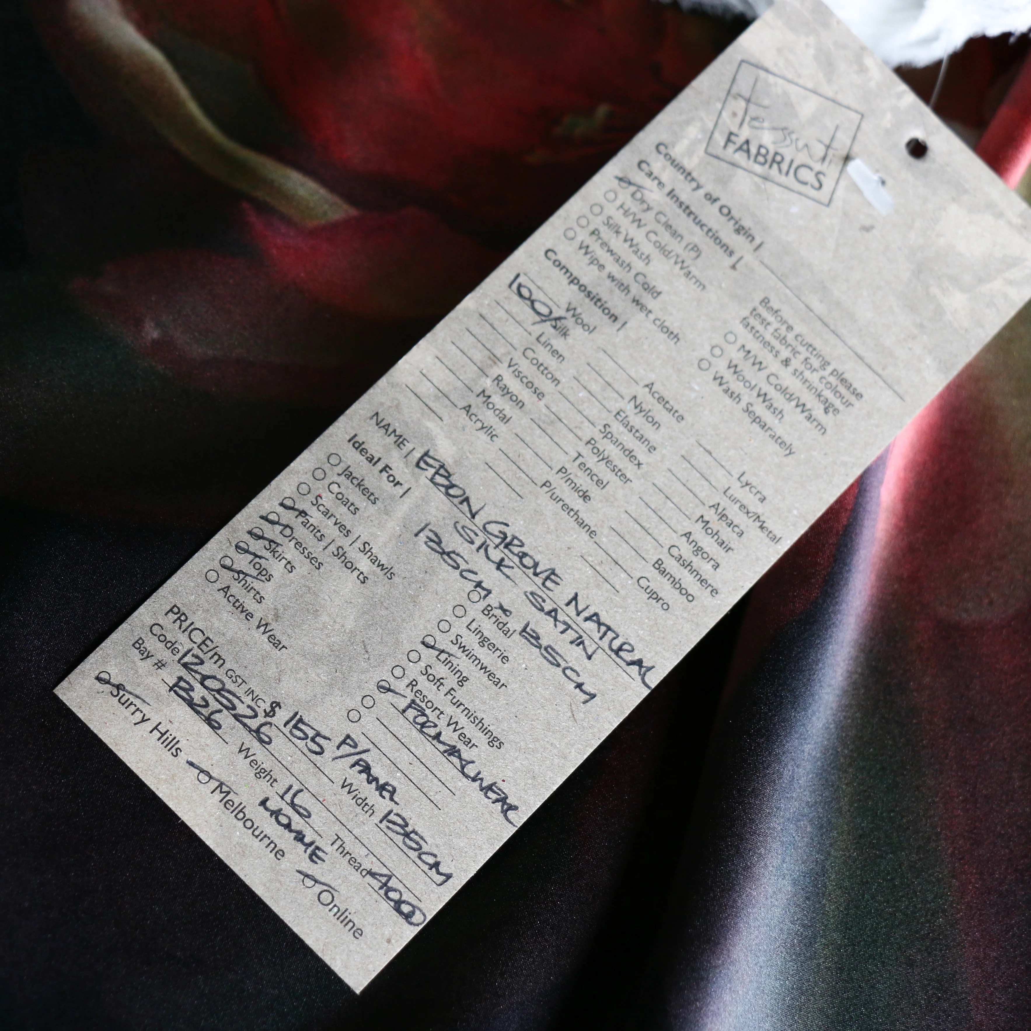 Ebon Grove Black Silk Satin - Panel Print - Image 6