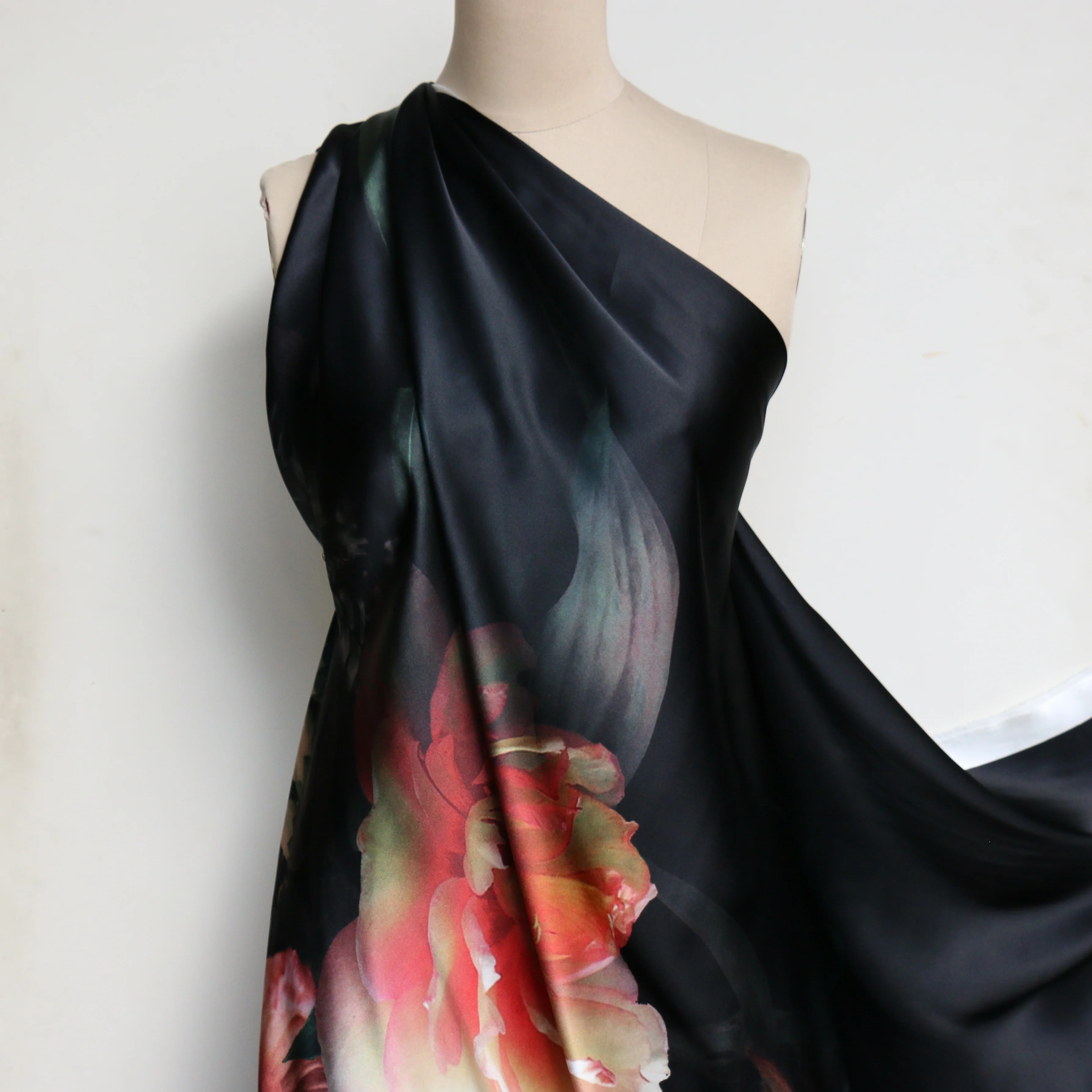 Ebon Grove Black Silk Satin - Panel Print - Image 7