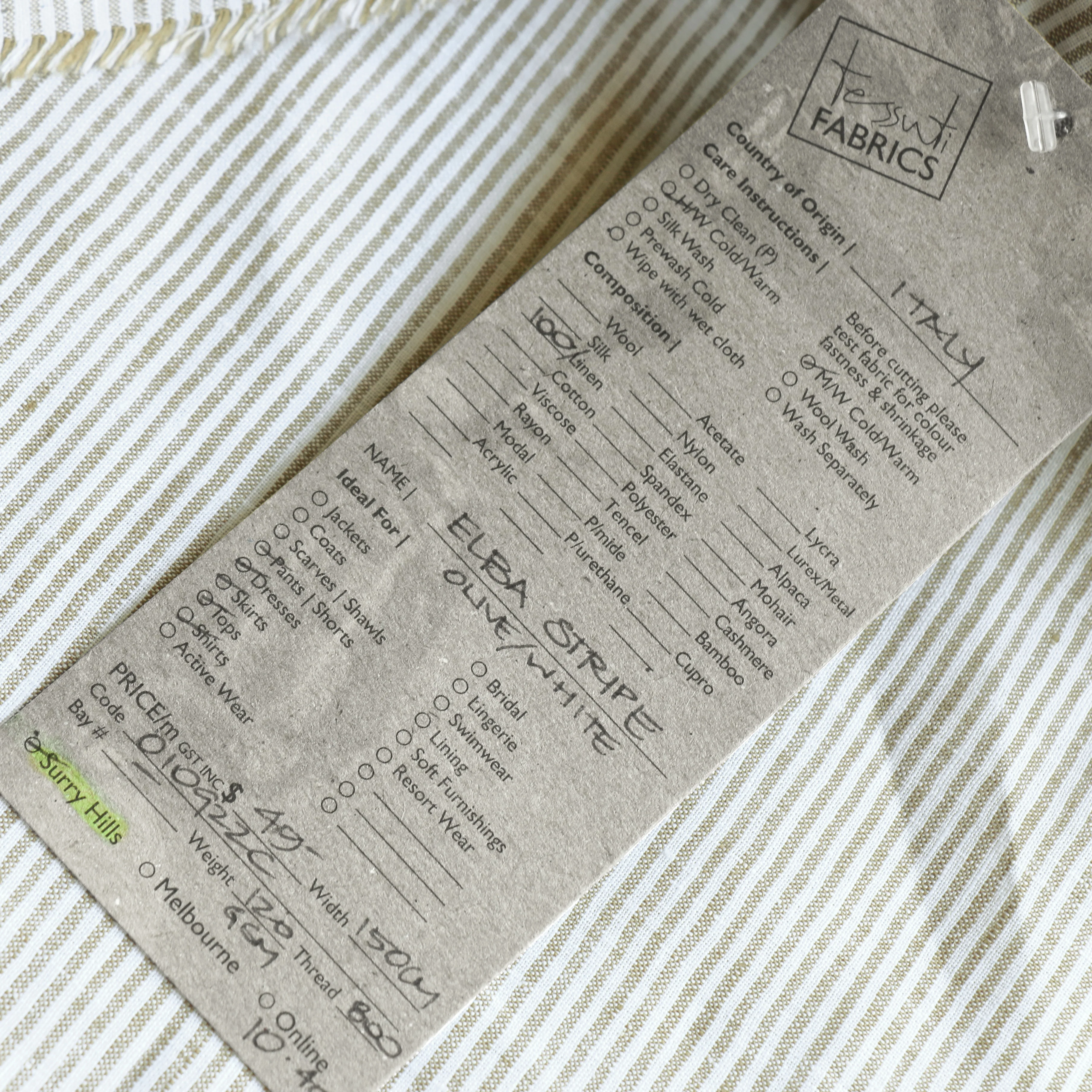 Elba Stripe Linen - Sage/White - Image 4
