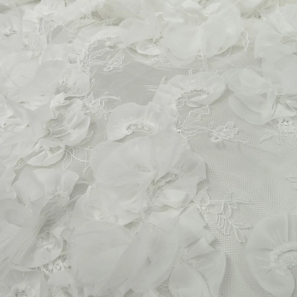 Emb Tulle Feathers Ivory - Image 3