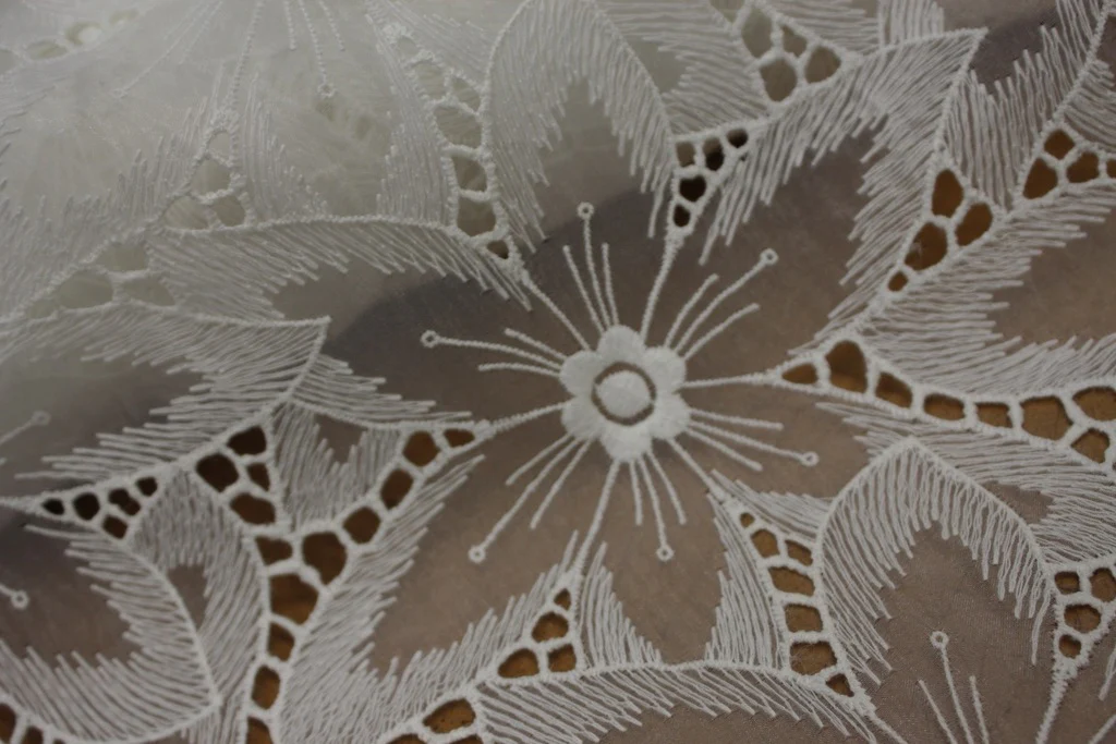 Embroidered Organza - Off White