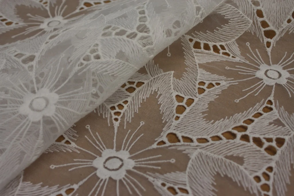 Embroidered Organza - Off White - Image 4