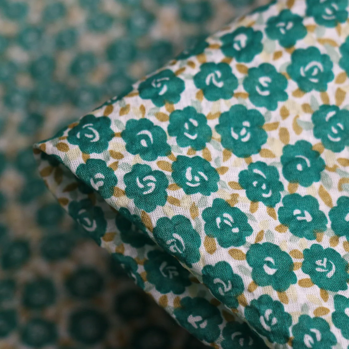 Emerald Spring Seersucker Cotton