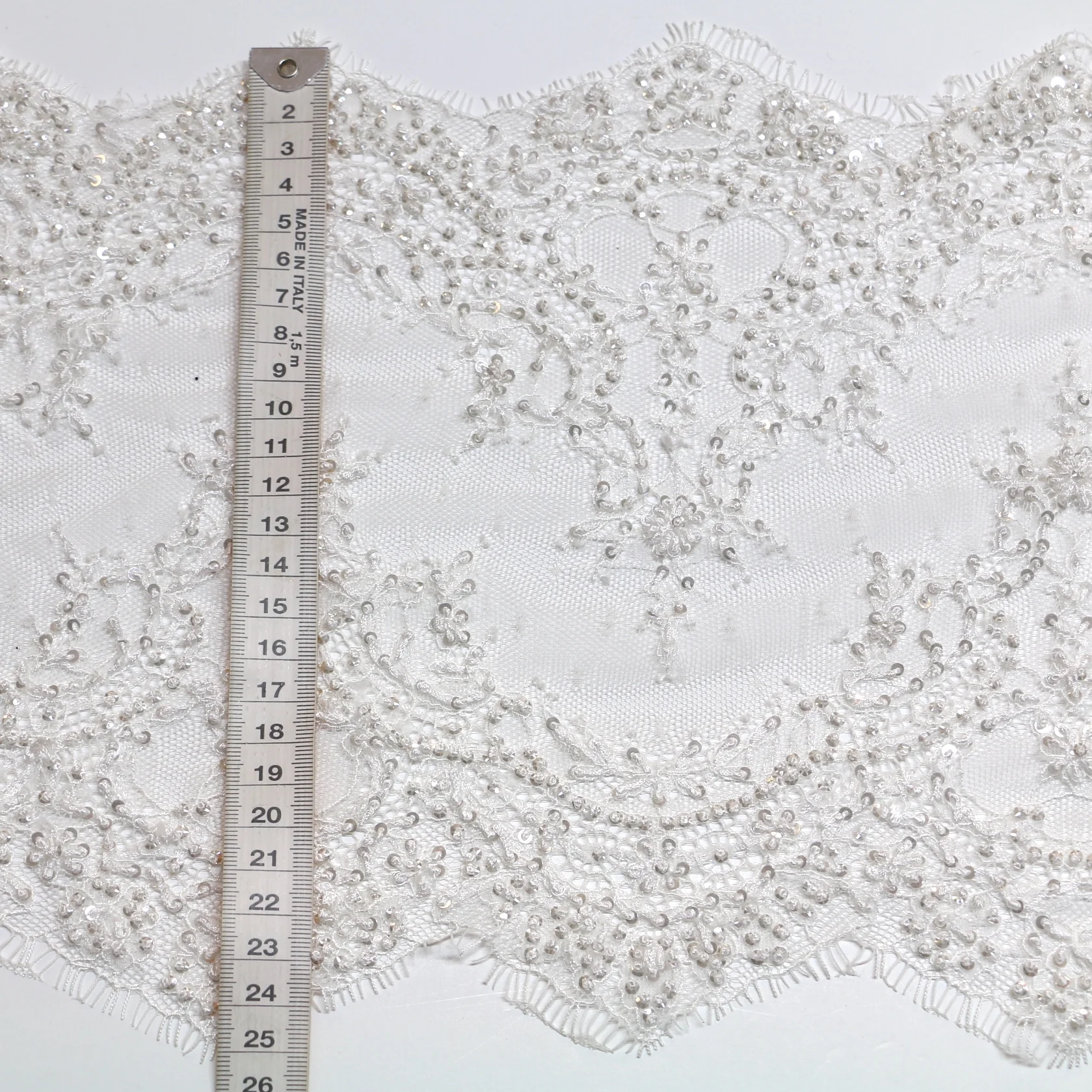 Emma Beaded Natural - Lace Trim - 25cm - Image 3