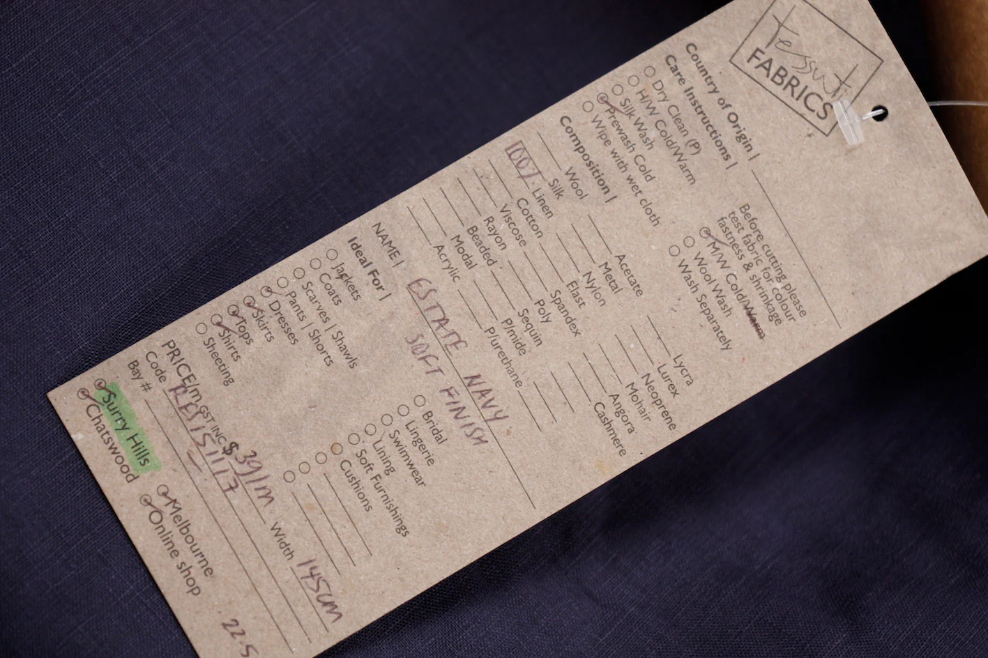 Estate Navy - Soft Finish Linen - Image 2