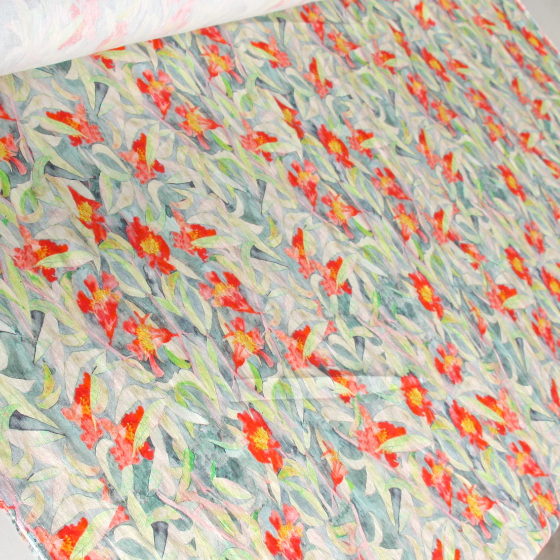 Eucalyptus In Bloom Washed Printed Linen - Image 5