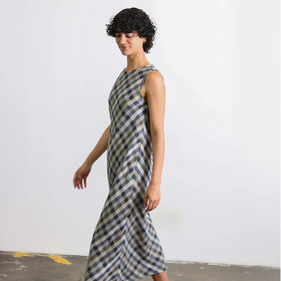 Everly Check Green Linen - Image 3