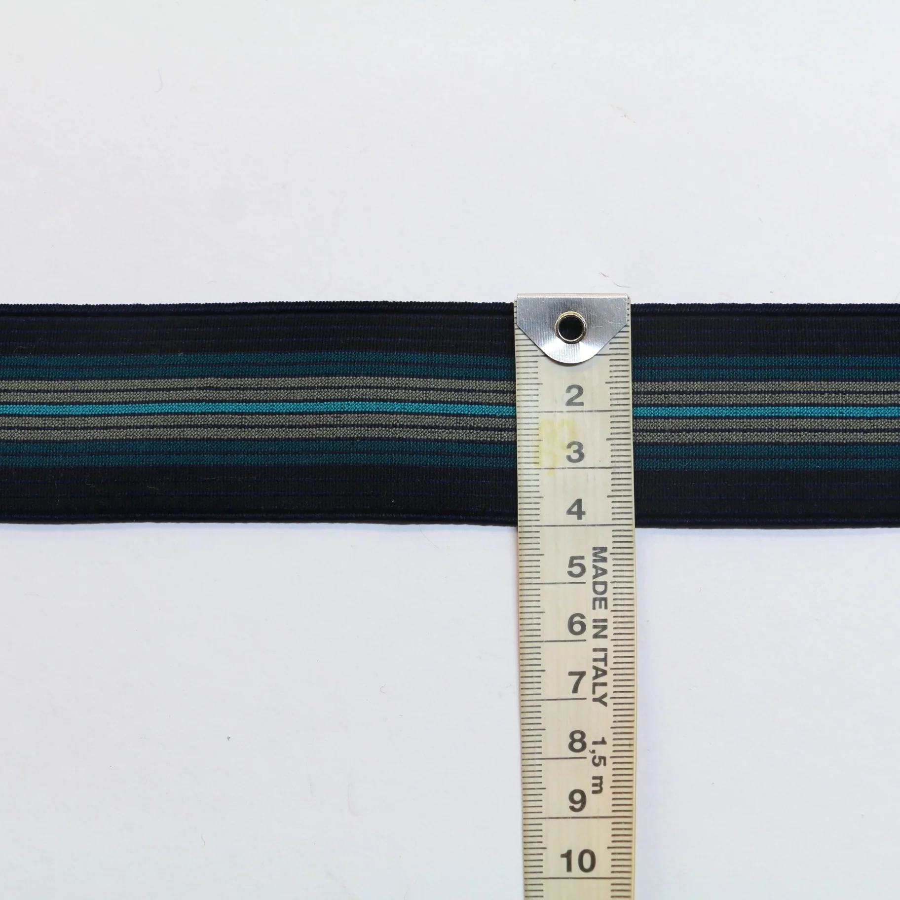 Fancy Elastic (40mm/1 1/2") - Navy/Petrol/Grey/Turquoise - Image 3