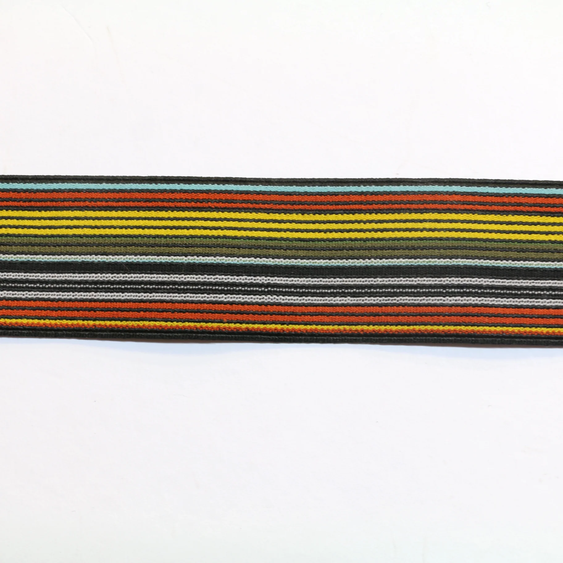 Fancy Elastic (40mm/1 1/2") - Orange-Yellow-Khaki-White/Black - Image 2
