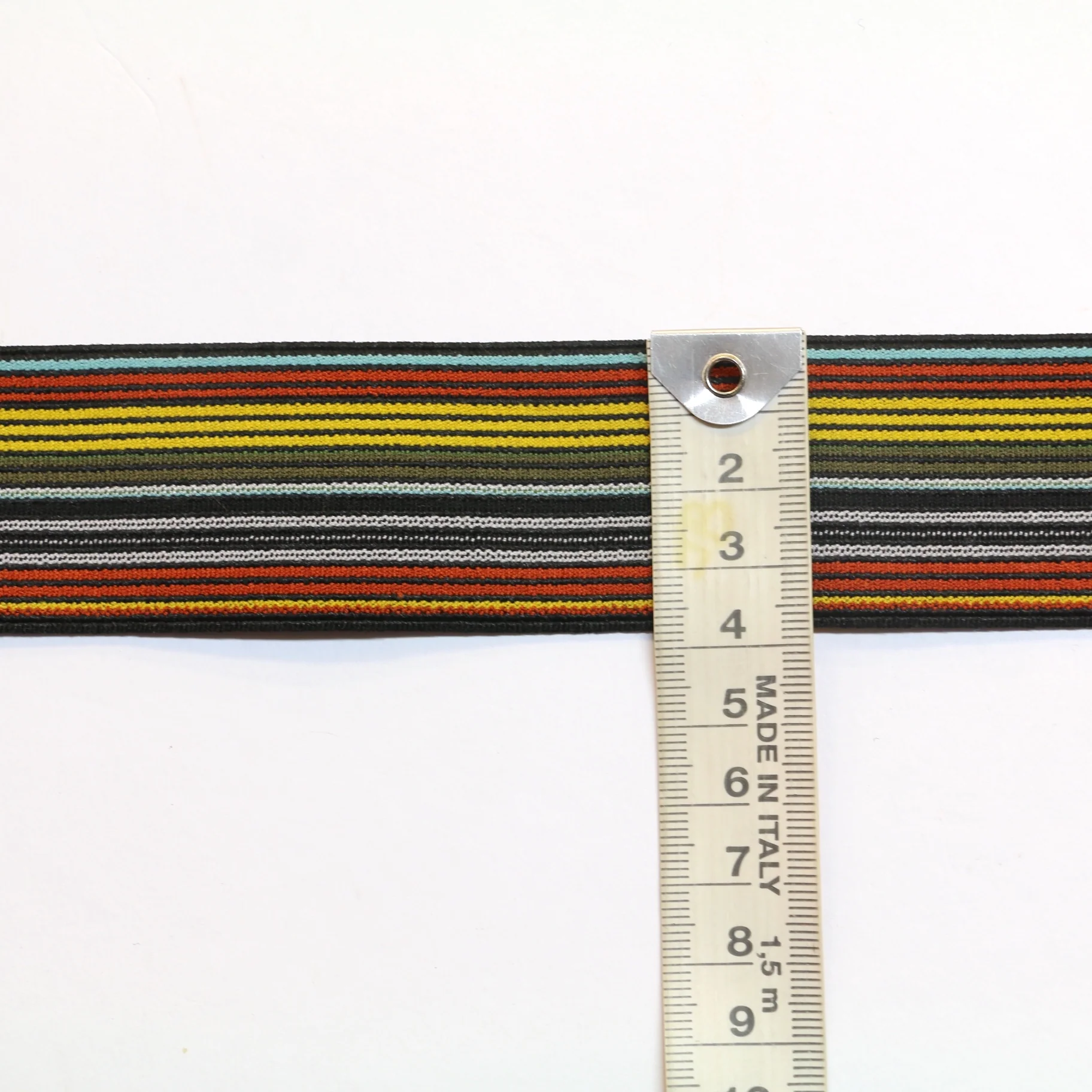 Fancy Elastic (40mm/1 1/2") - Orange-Yellow-Khaki-White/Black - Image 3