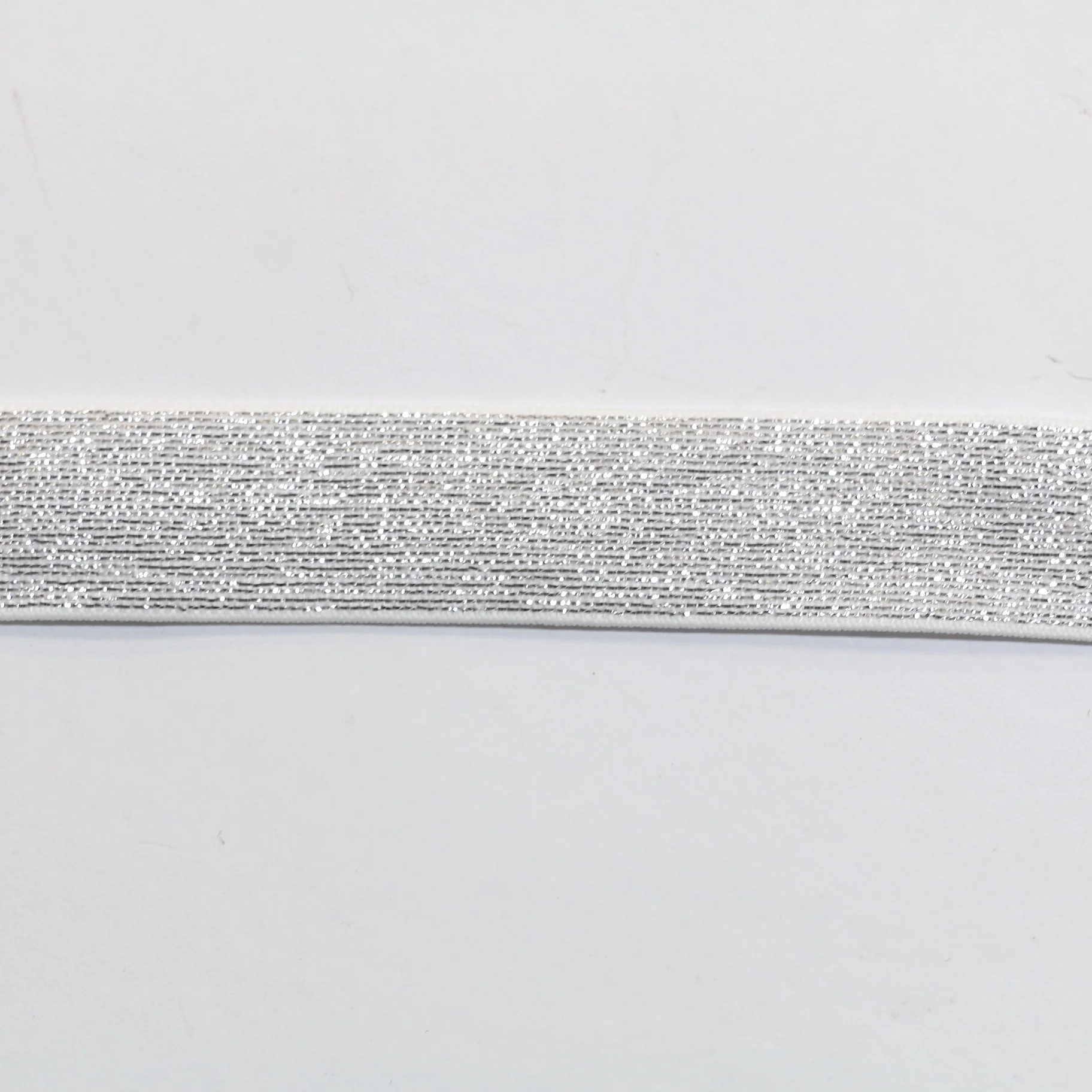 Fancy Elastic Elastic (25mm/ 1") - White/Silver Lurex - Image 2