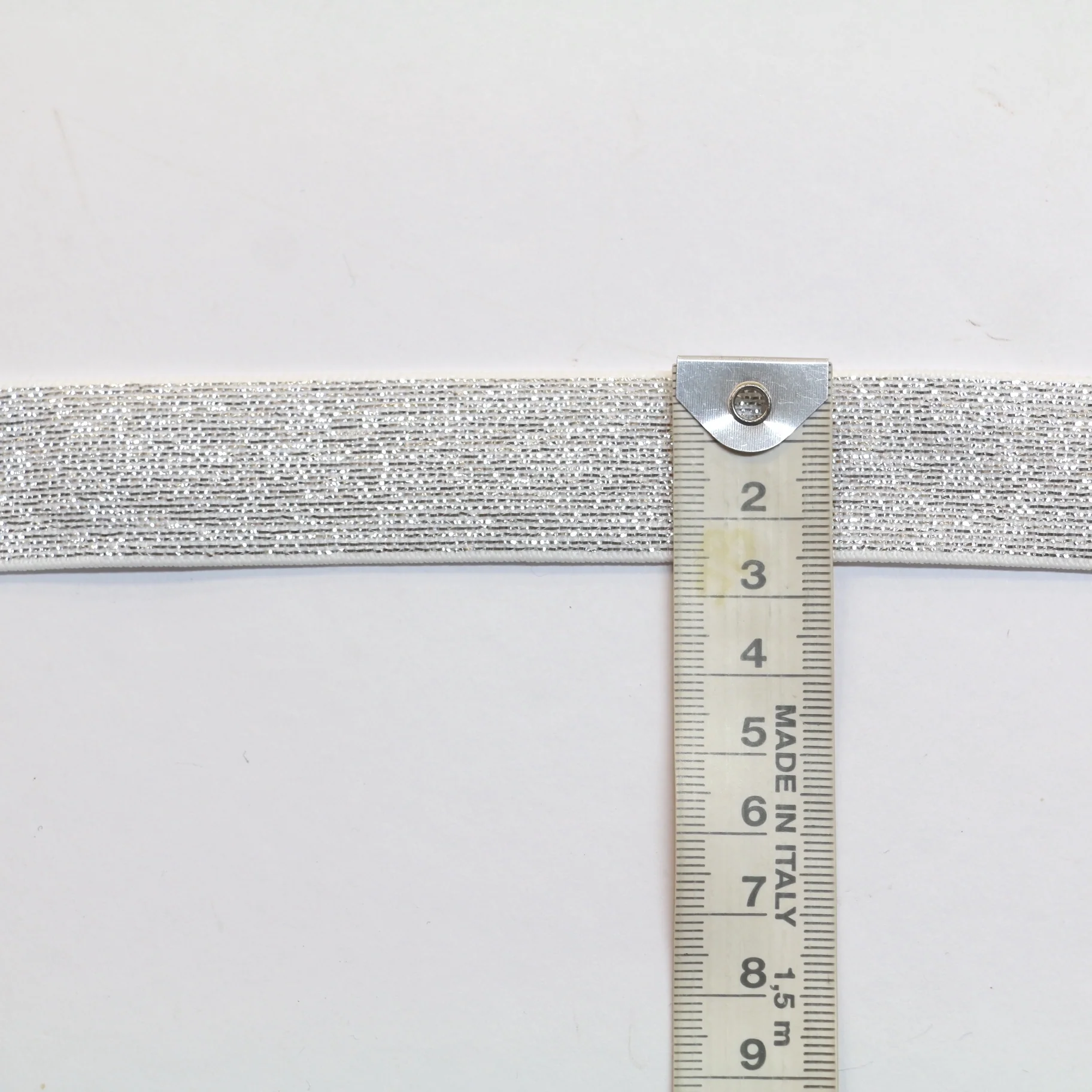 Fancy Elastic Elastic (25mm/ 1") - White/Silver Lurex - Image 3