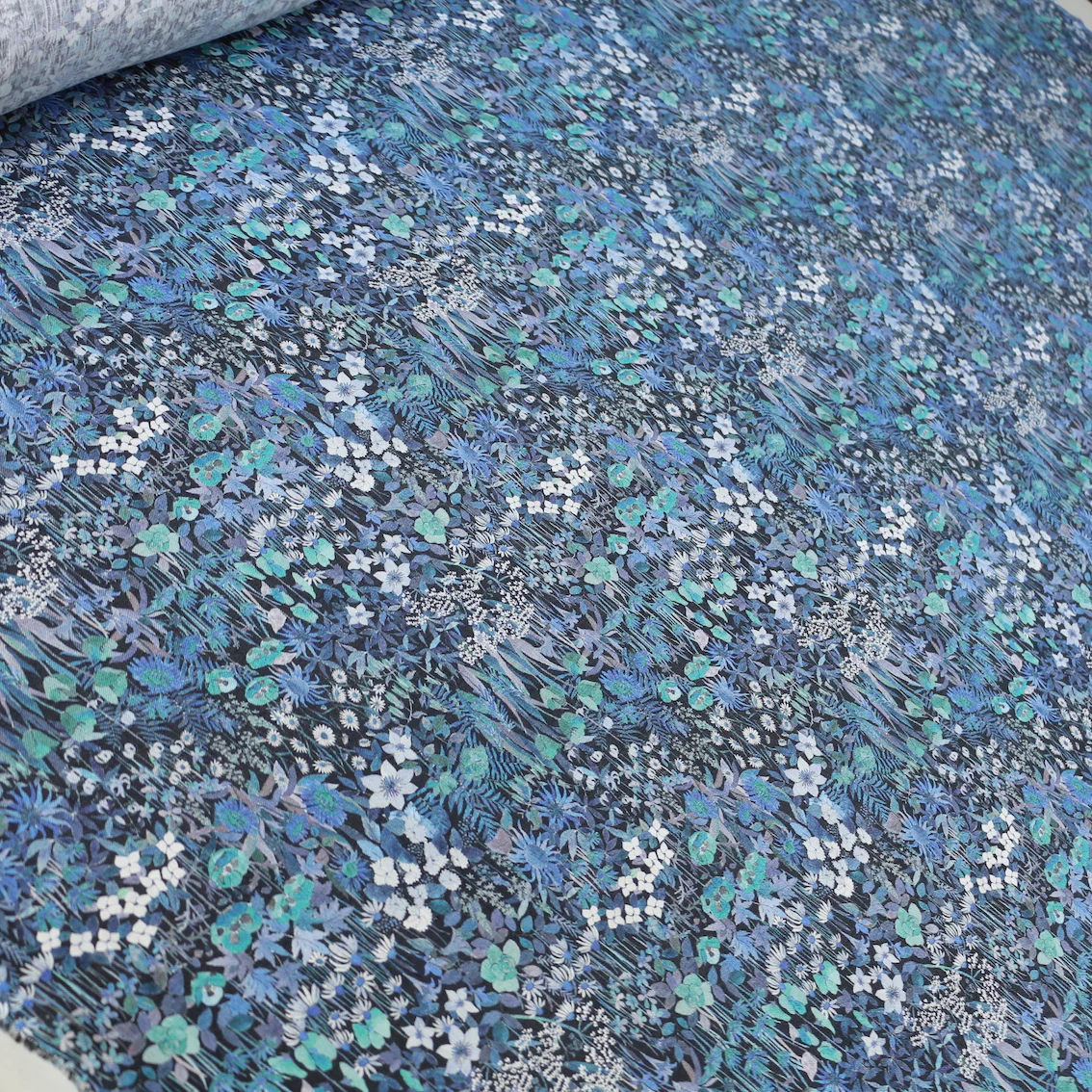 Faria Flowers Blue - Liberty Sycamore Linen - Image 4