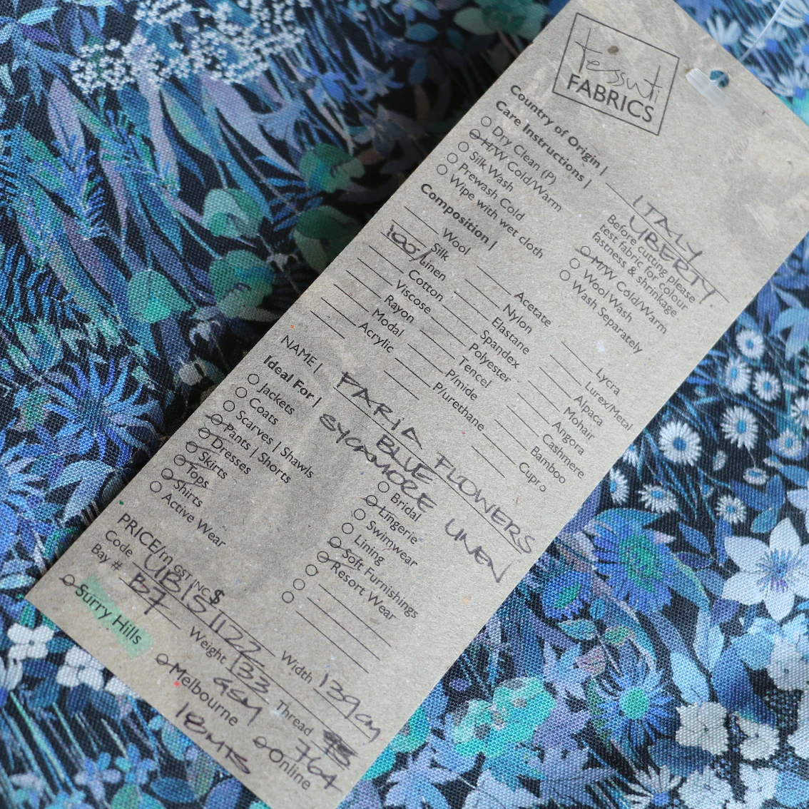 Faria Flowers Blue - Liberty Sycamore Linen - Image 5