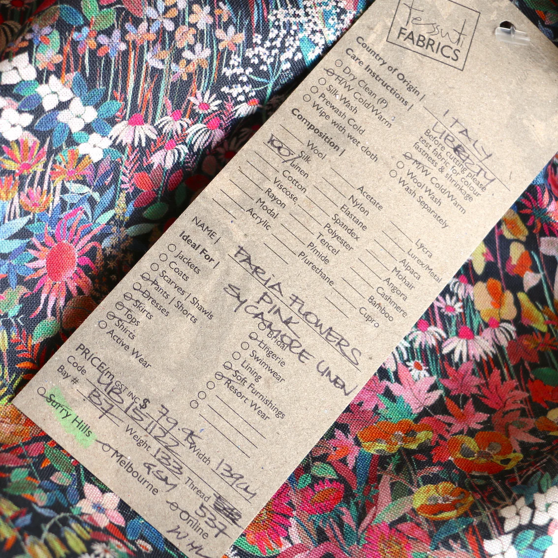 Faria Flowers Pink - Liberty Sycamore Linen - Image 5