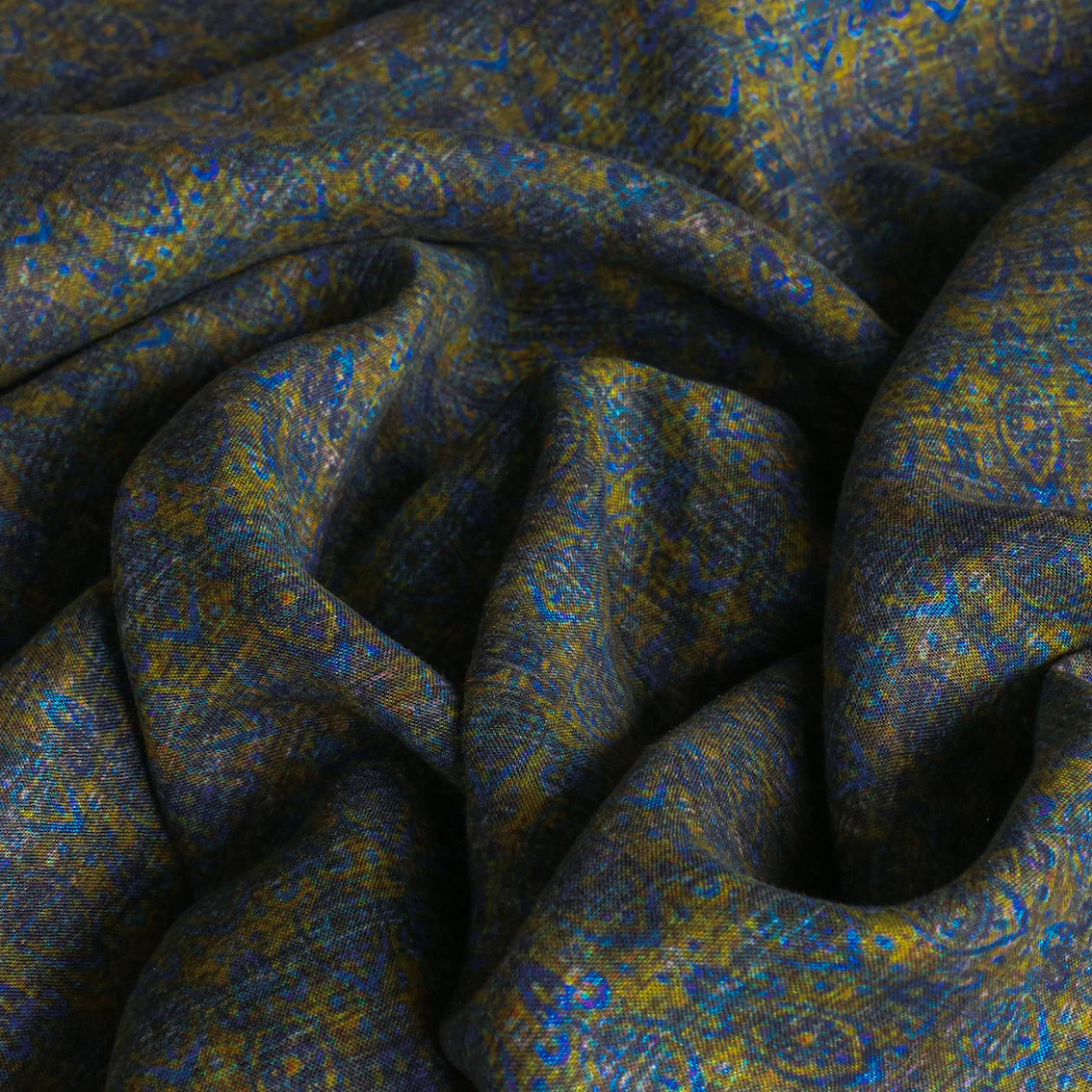 Fez Mosaic Lime/Blue Washed Printed Linen - Image 2