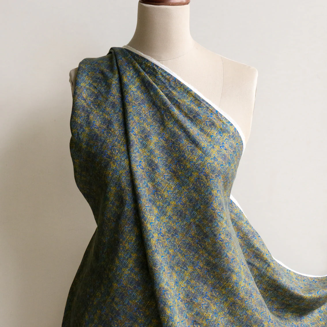 Fez Mosaic Lime/Blue Washed Printed Linen - Image 4