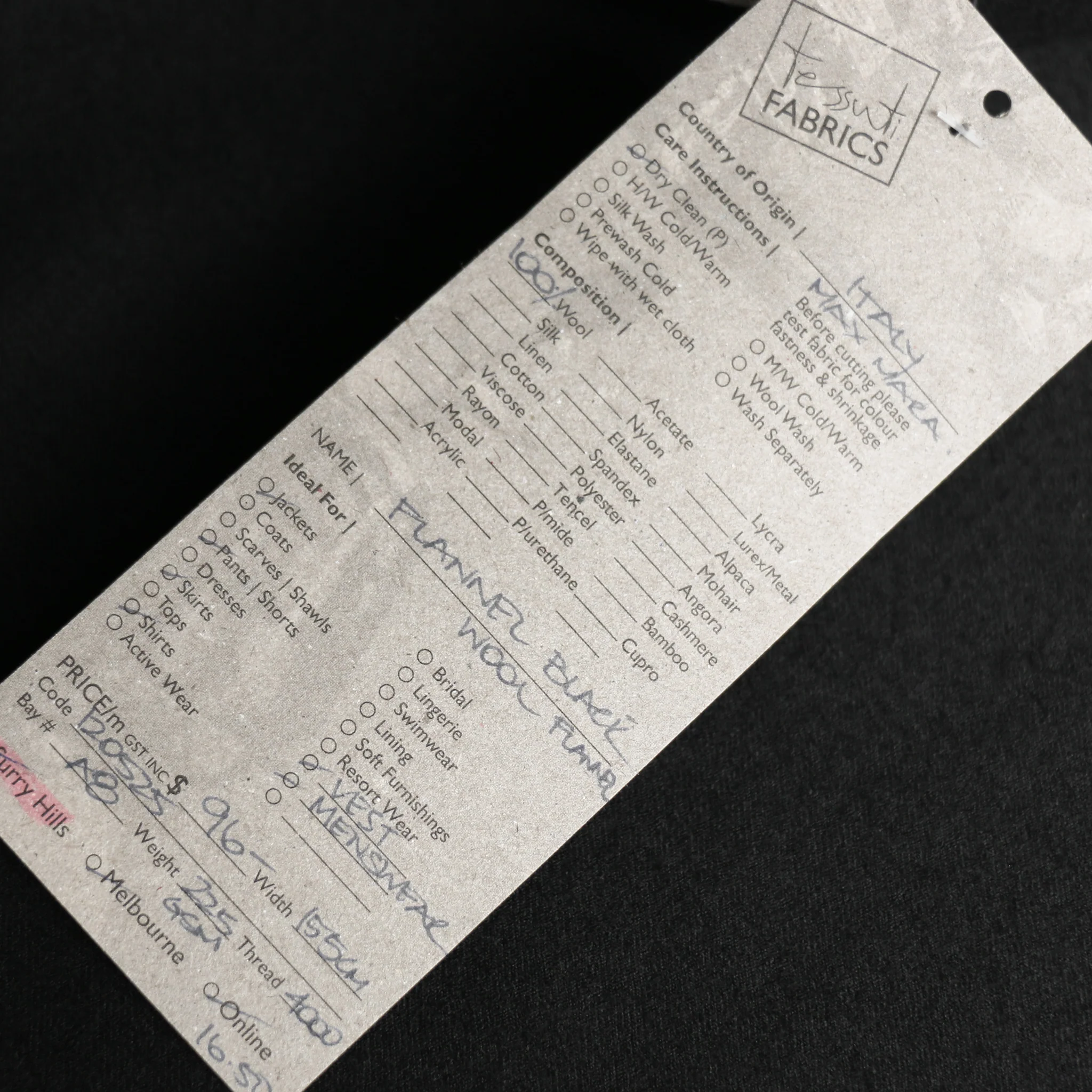 Flannel Black Wool Suiting - Image 3