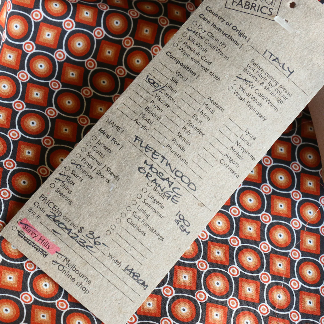 Fleetwood Mosaic Orange Cotton Shirting - Image 4