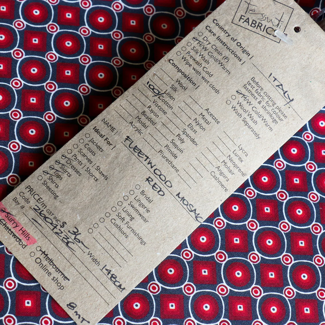 Fleetwood Mosaic Red Cotton Shirting - Image 4