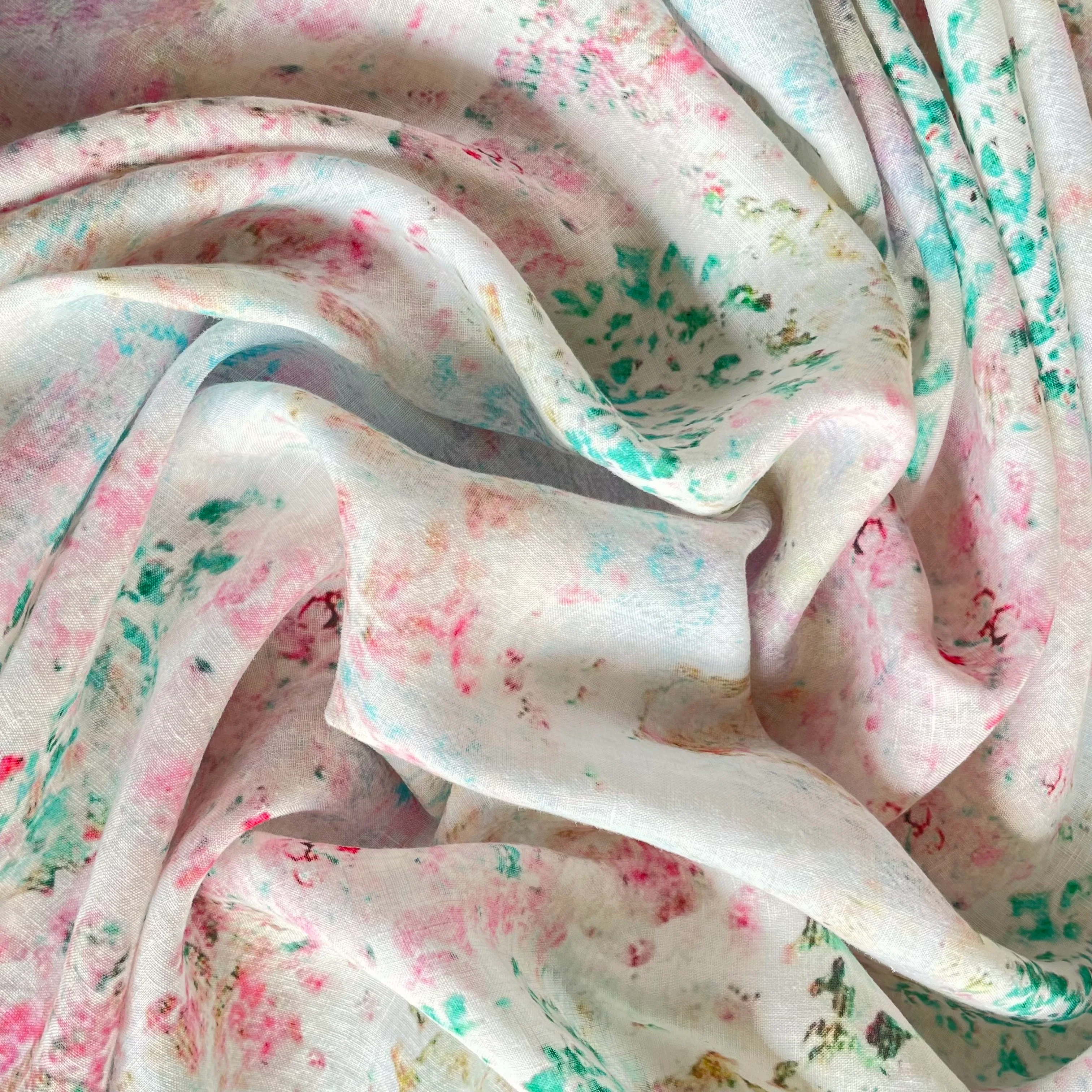 Floral Fade Out Washed Printed Linen - Image 2