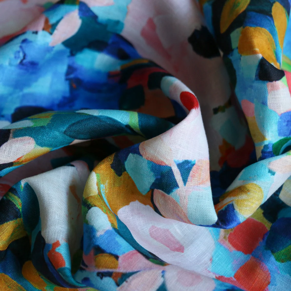 Floral Strokes Printed Linen - Image 2