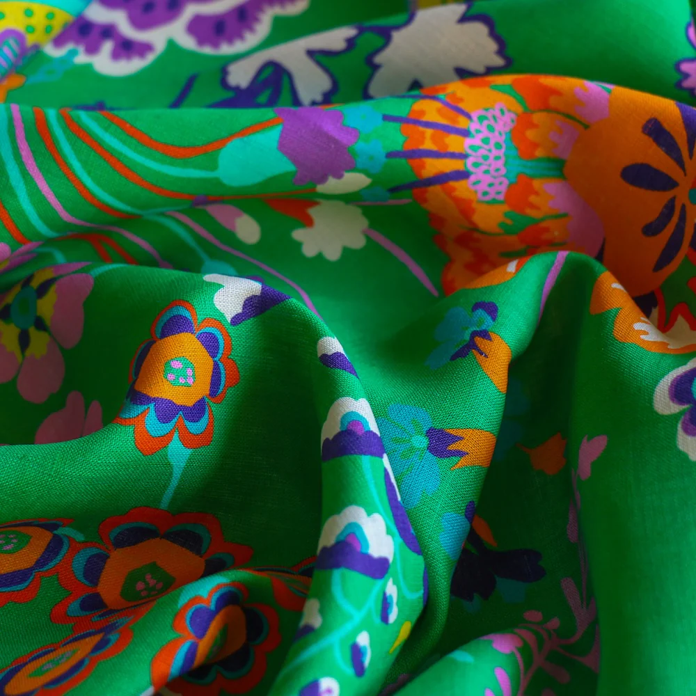 Floral Symphony Green - Liberty Sycamore Linen - Image 2