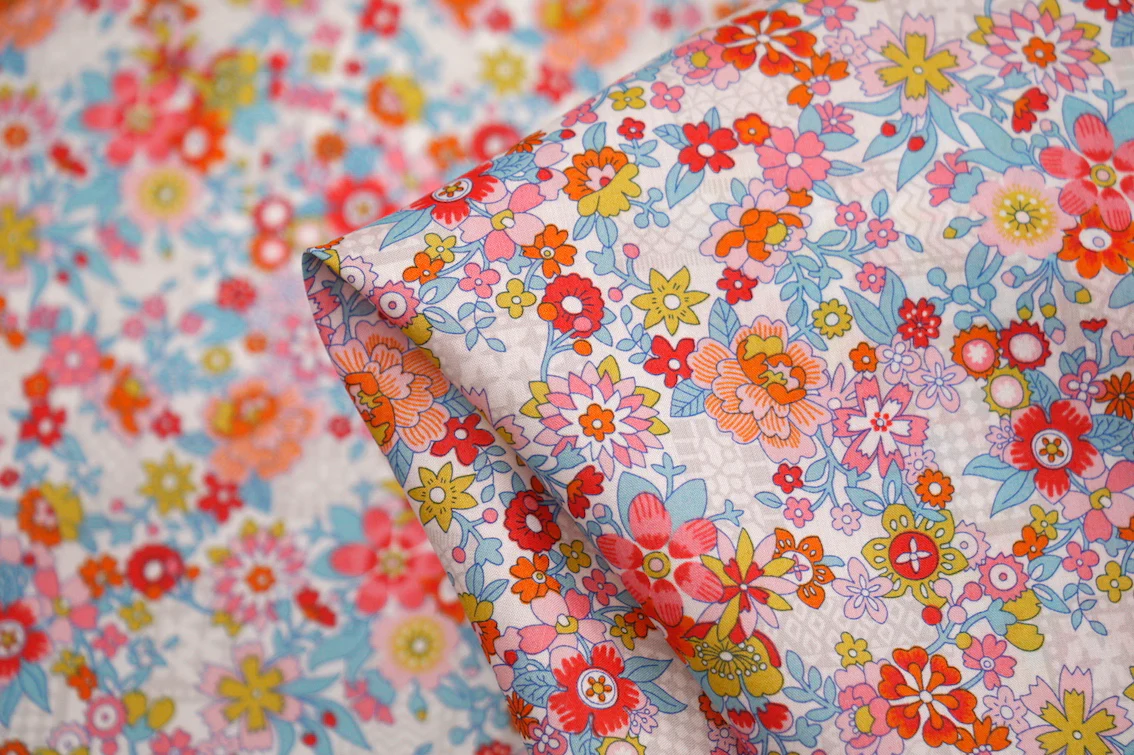 Floral Waltz Blue/Red - Tana Lawn