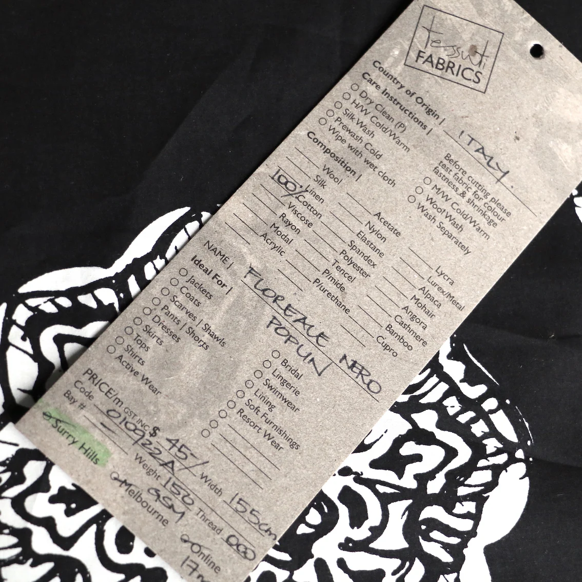 Floreale Nero Cotton Poplin - Image 3
