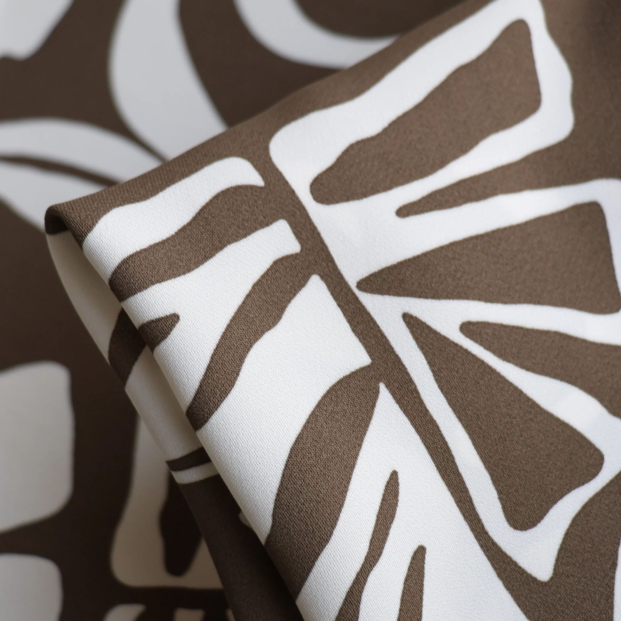 Foglie Khaki Viscose Crepe