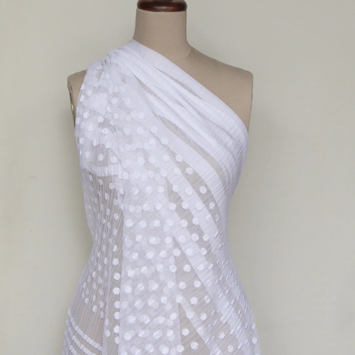 Folded Spot & Stripe Pleated Mesh Tulle - Image 6