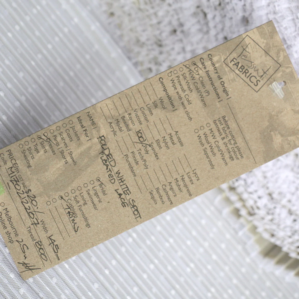 Folded White Spot Pleated Tulle - Image 3