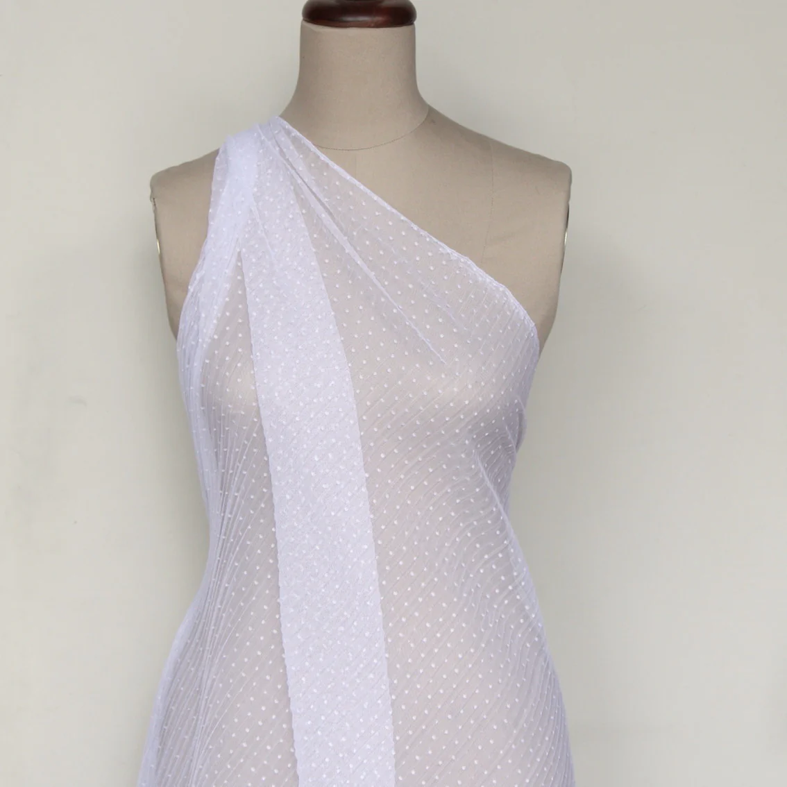 Folded White Spot Pleated Tulle - Image 4