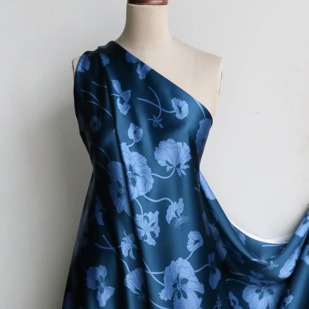 Fragile Bloom Navy - Liberty Belgravia Silk Satin - Image 5