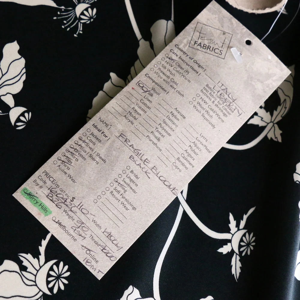 Fragile Blooms Black - Liberty Belgravia Silk Satin - Image 4