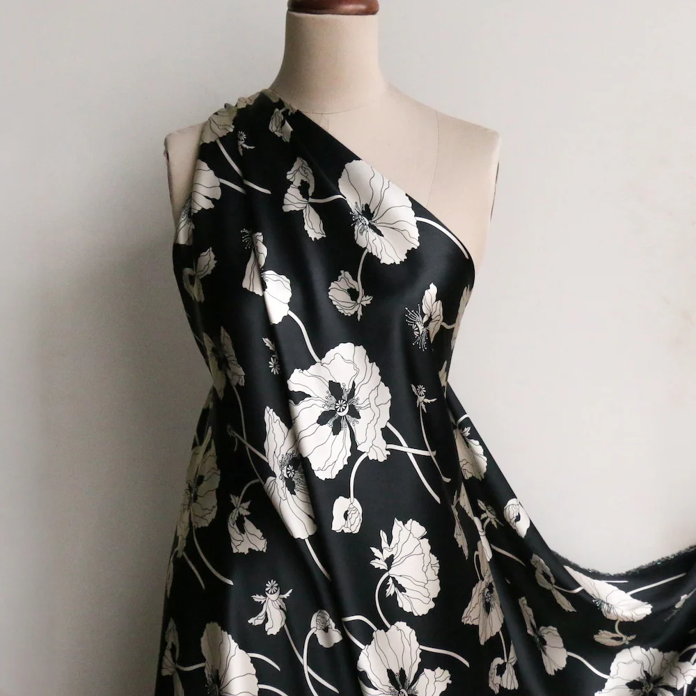 Fragile Blooms Black - Liberty Belgravia Silk Satin - Image 5