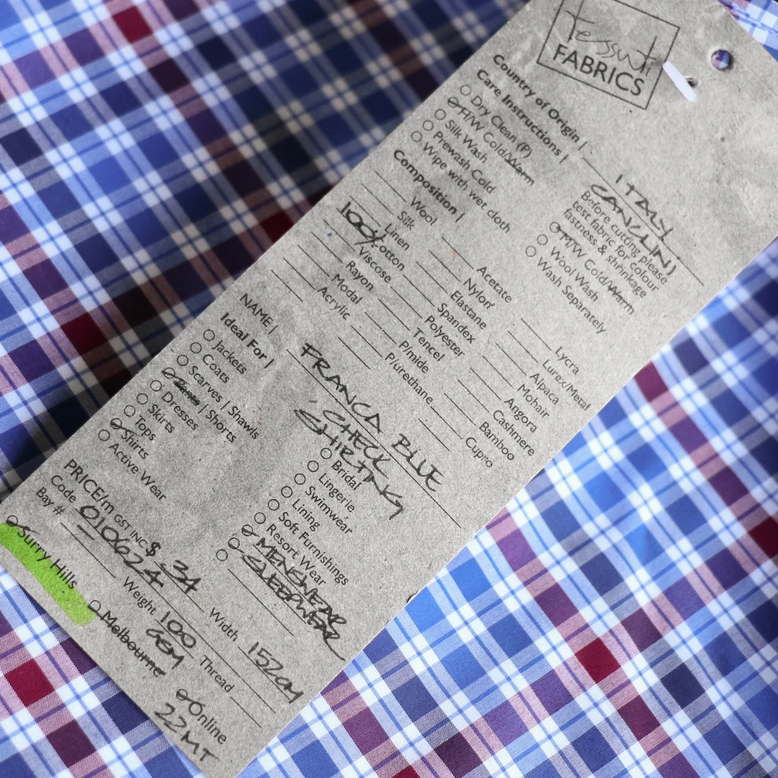 Franca Blue Check Shirting - Image 3