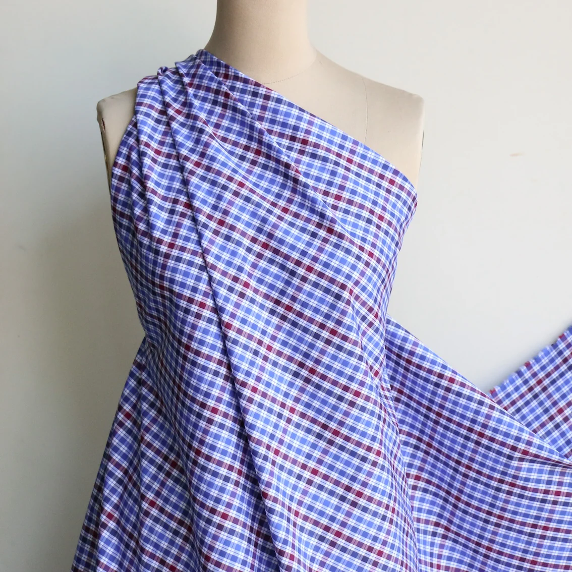 Franca Blue Check Shirting - Image 4