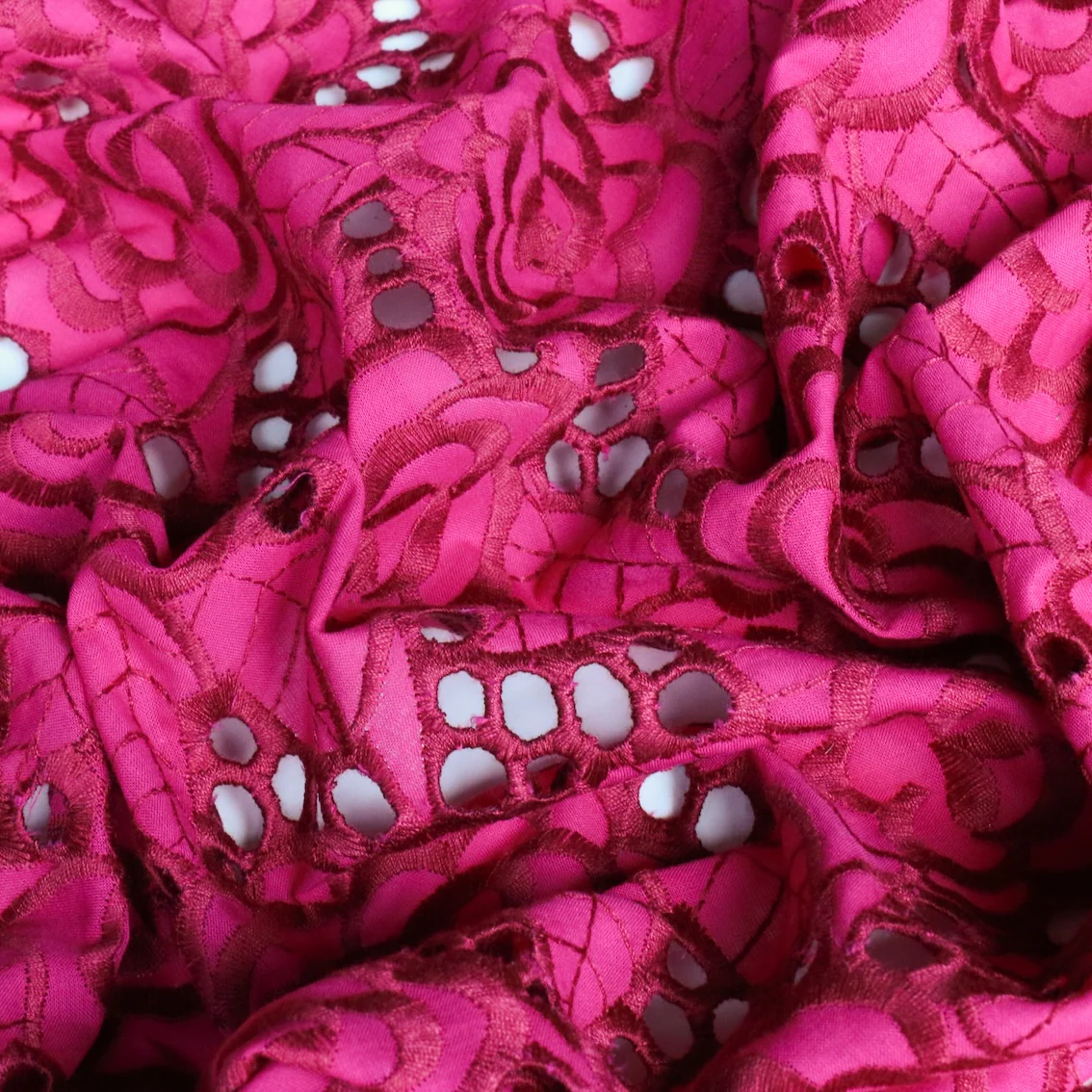 Fuchsia Bloom Embroidered Cotton - Image 2