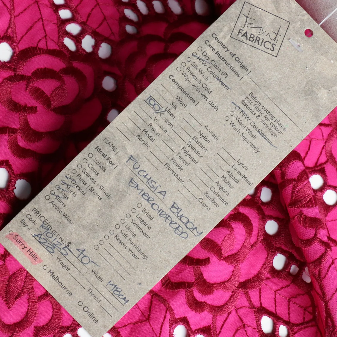 Fuchsia Bloom Embroidered Cotton - Image 5