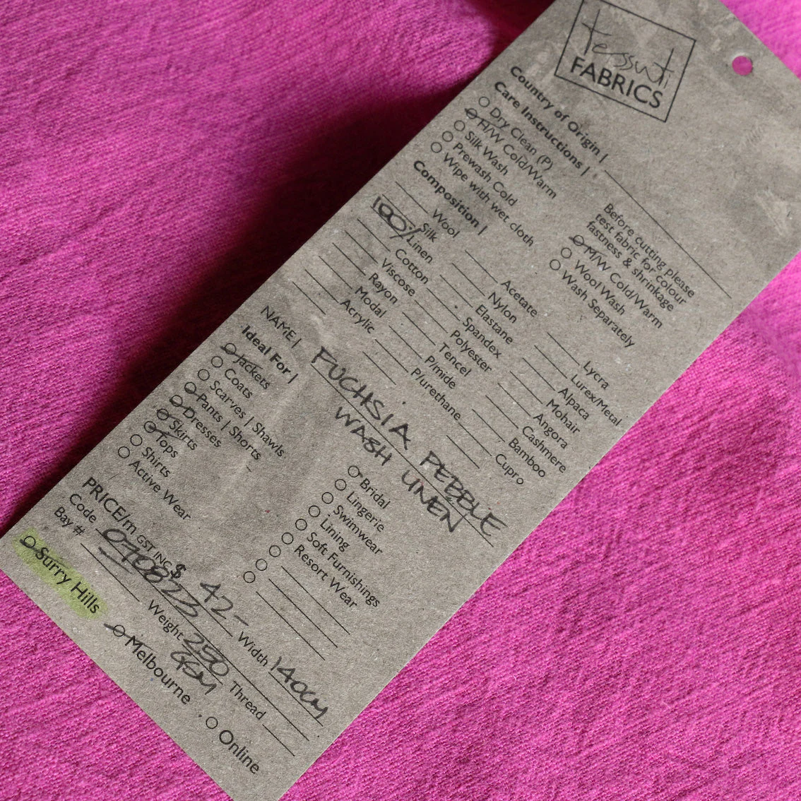 Fuchsia Pebble Wash Linen - Image 3