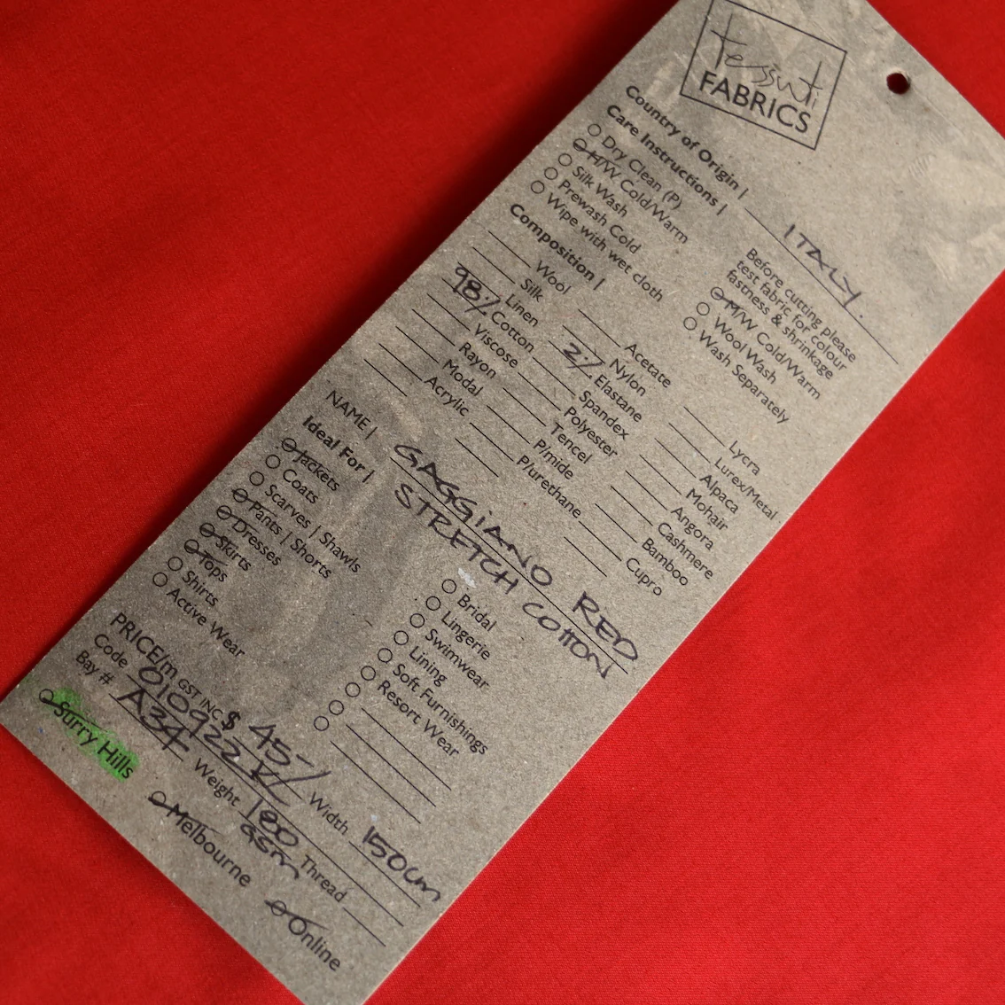 Gaggiano Red Stretch Cotton - Image 3