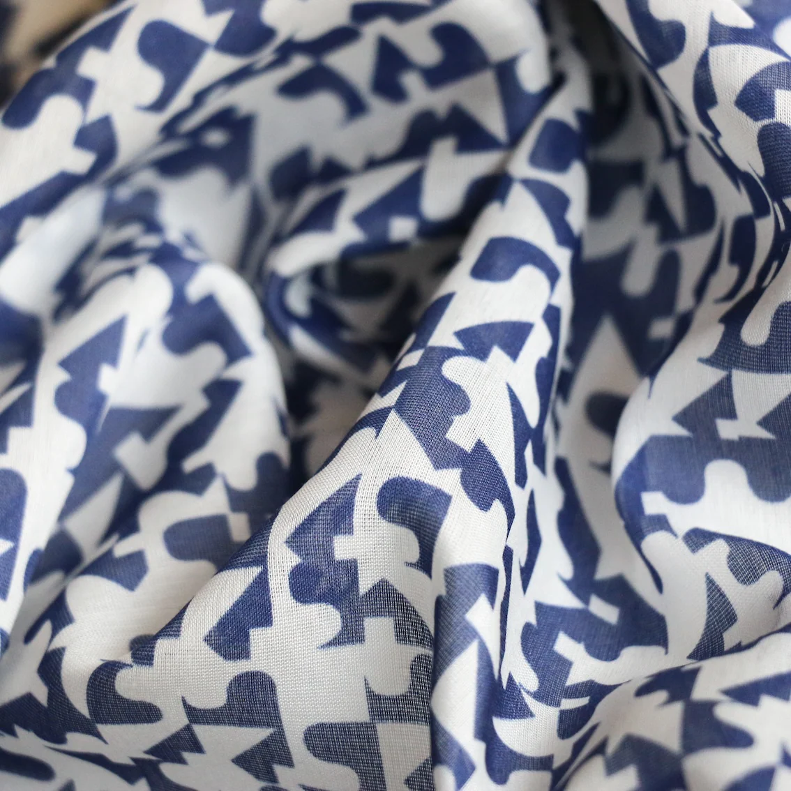Geomania Blu Cotton/Silk Voile - Image 2