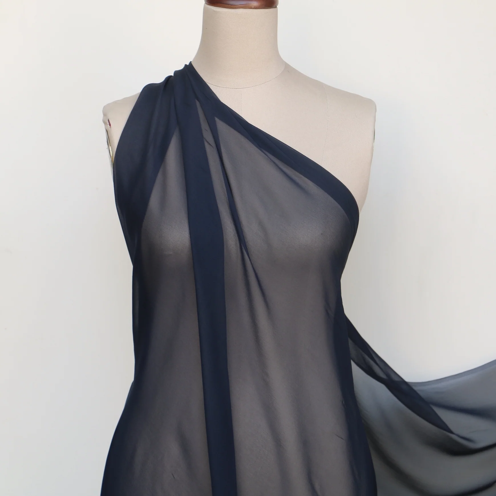 French Navy Silk Georgette - Image 3