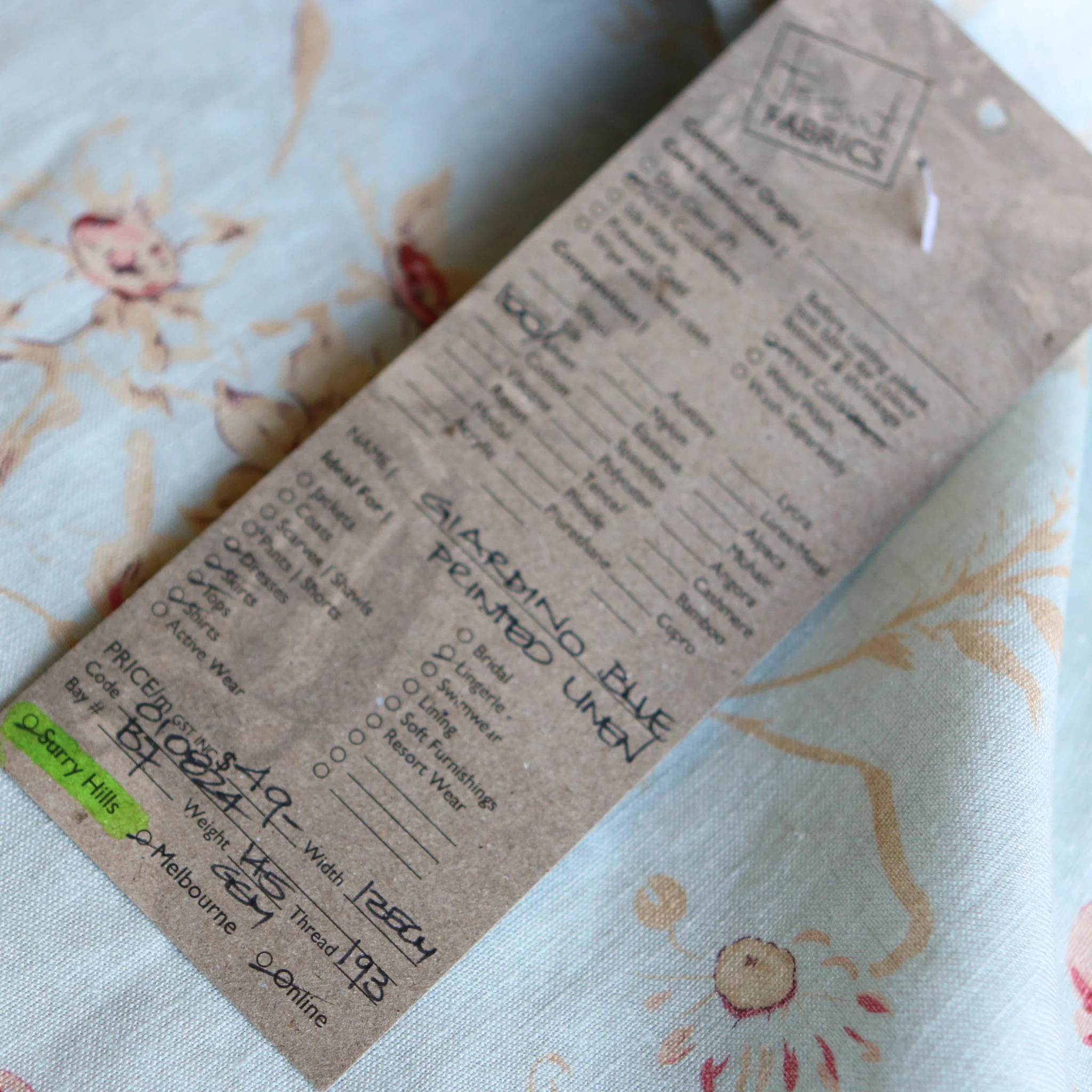 Giardino Blue Printed Linen - Image 4