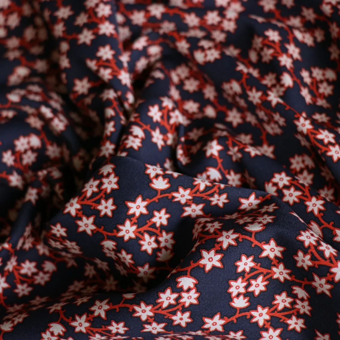 Gioia Navy Stretch Cotton - Image 2
