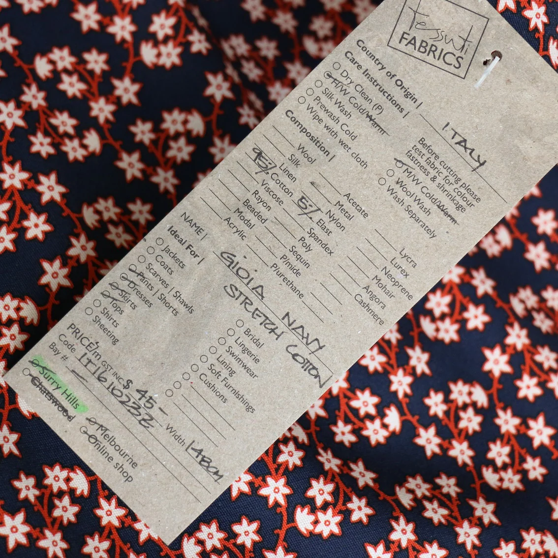 Gioia Navy Stretch Cotton - Image 4
