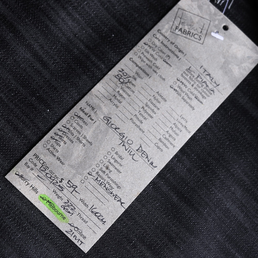 Giorgio Denim Twill Black - Cotton/Linen - Image 3